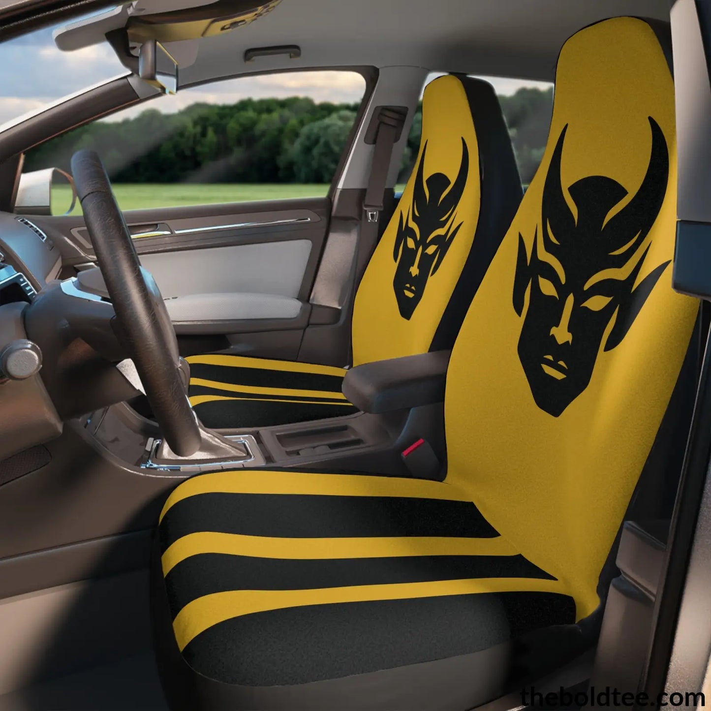 Bold Demon Car Seat Covers (2 Pcs.) 48.03’ × 18.50’ / Black All Over Prints