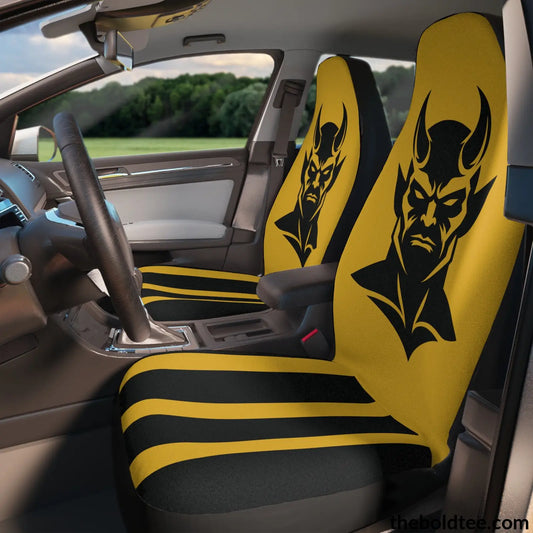 Bold Devil Car Seat Covers (2 Pcs.) 48.03’ × 18.50’ / Black All Over Prints