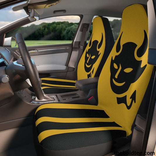 Bold Devil Car Seat Covers (2 Pcs.) 48.03’ × 18.50’ / Black All Over Prints