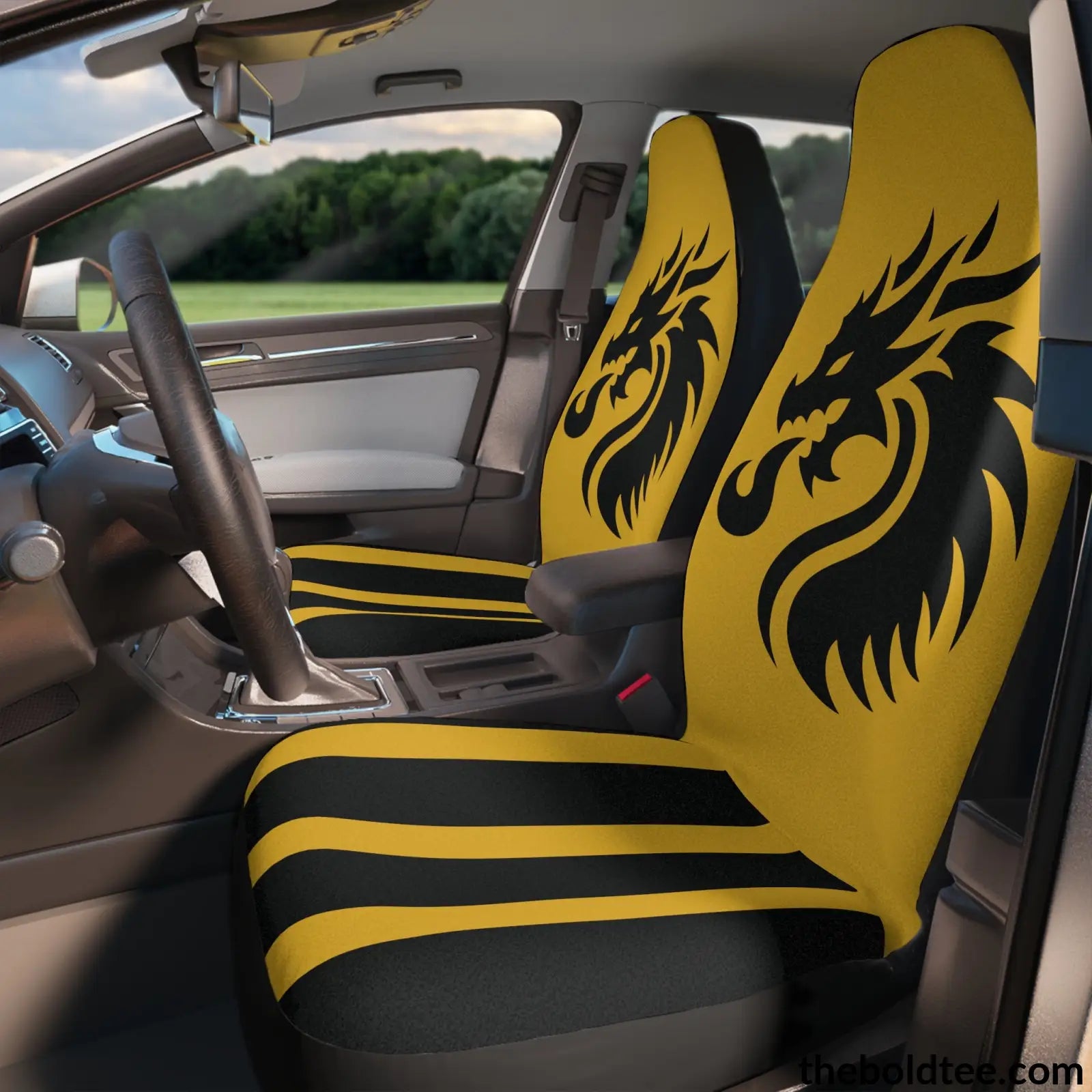 Bold Dragon Car Seat Covers (2 Pcs.) 48.03’ × 18.50’ / Black All Over Prints