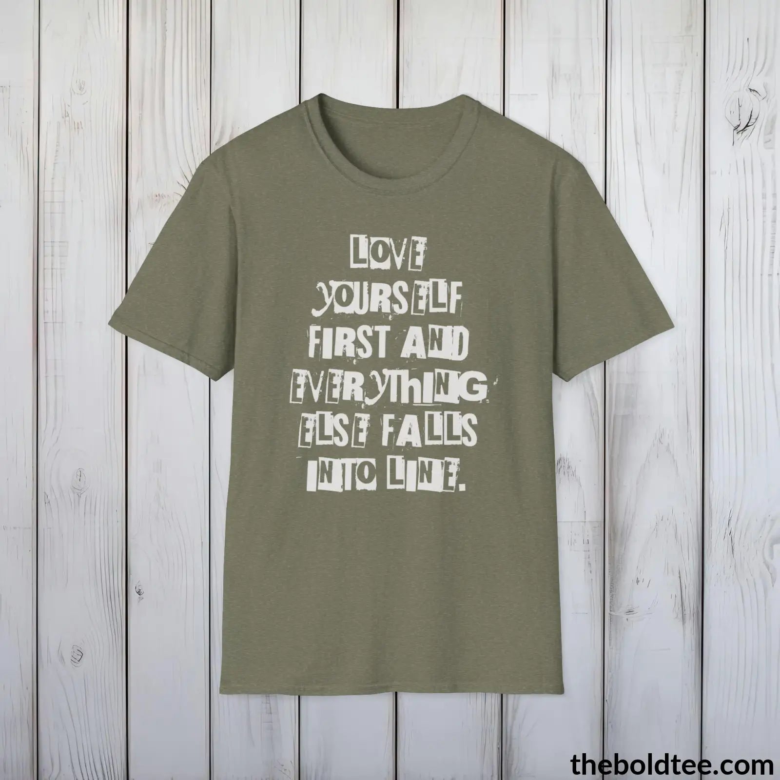 Bold Quote Tee - Premium Soft Cotton Crewneck Unisex T - Shirt 9 Colors Heather Military Green / S