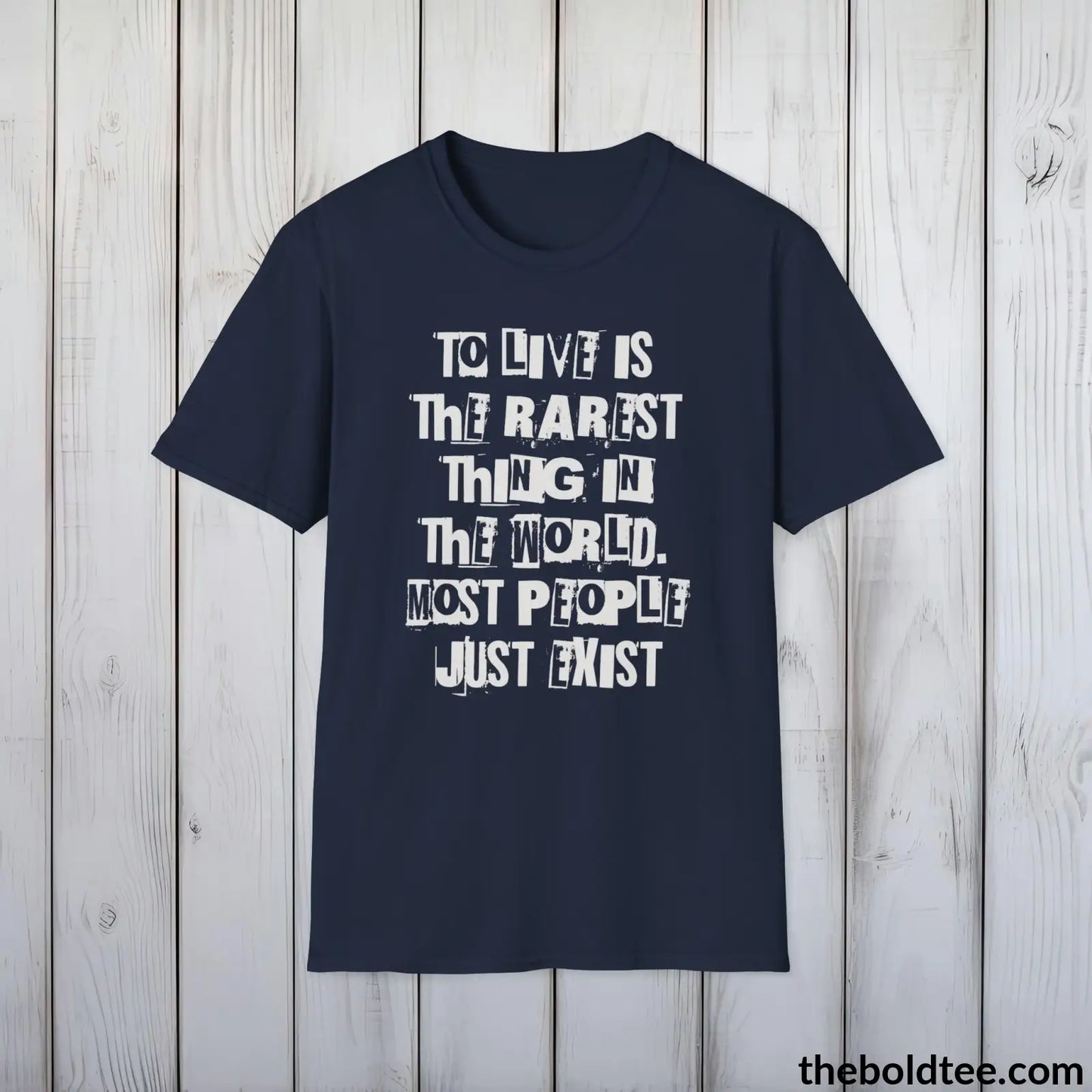 Bold Quote Tee - Premium Soft Cotton Crewneck Unisex T - Shirt 9 Colors Navy / S