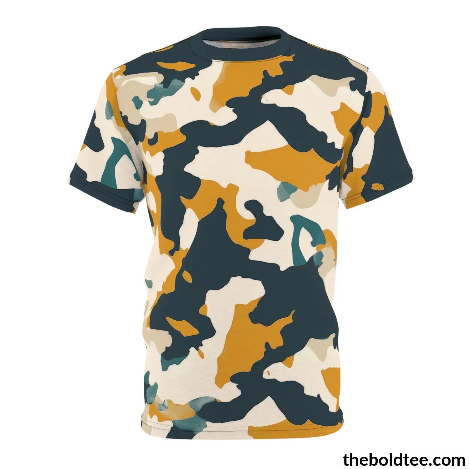 Camouflage Tee - Premium All Over Print Crewneck Shirt Black Stitching / 6 Oz. S Prints