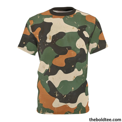 Camouflage Tee - Premium All Over Print Crewneck Shirt Black Stitching / 6 Oz. S Prints