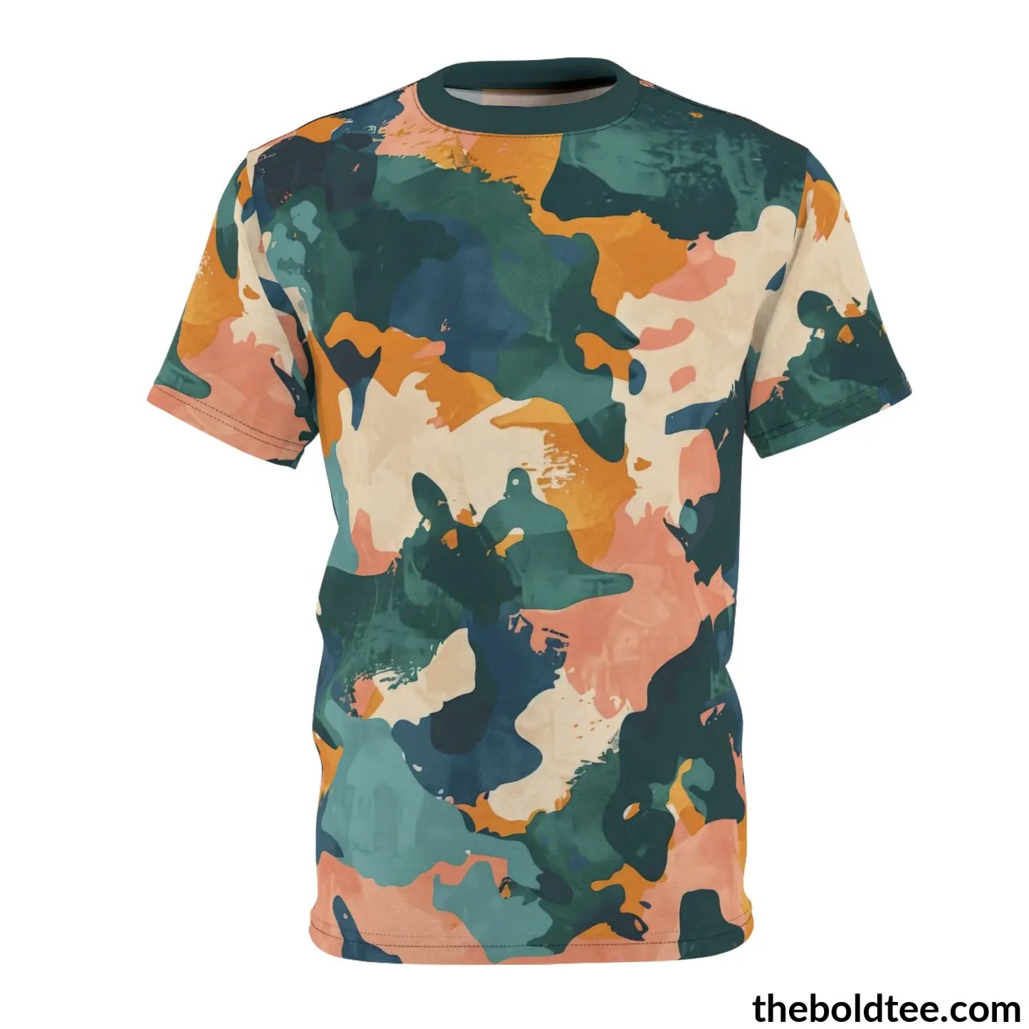 Camouflage Tee - Premium All Over Print Crewneck Shirt Black Stitching / 6 Oz. S Prints