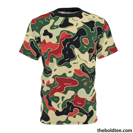 Camouflage Tee - Premium All Over Print Crewneck Shirt Black Stitching / 6 Oz. S Prints