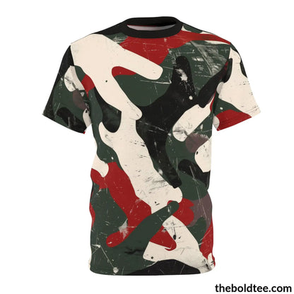 Camouflage Tee - Premium All Over Print Crewneck Shirt Black Stitching / 6 Oz. S Prints