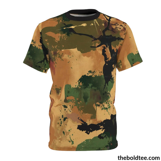 Camouflage Tee - Premium All Over Print Crewneck Shirt Black Stitching / 6 Oz. S Prints