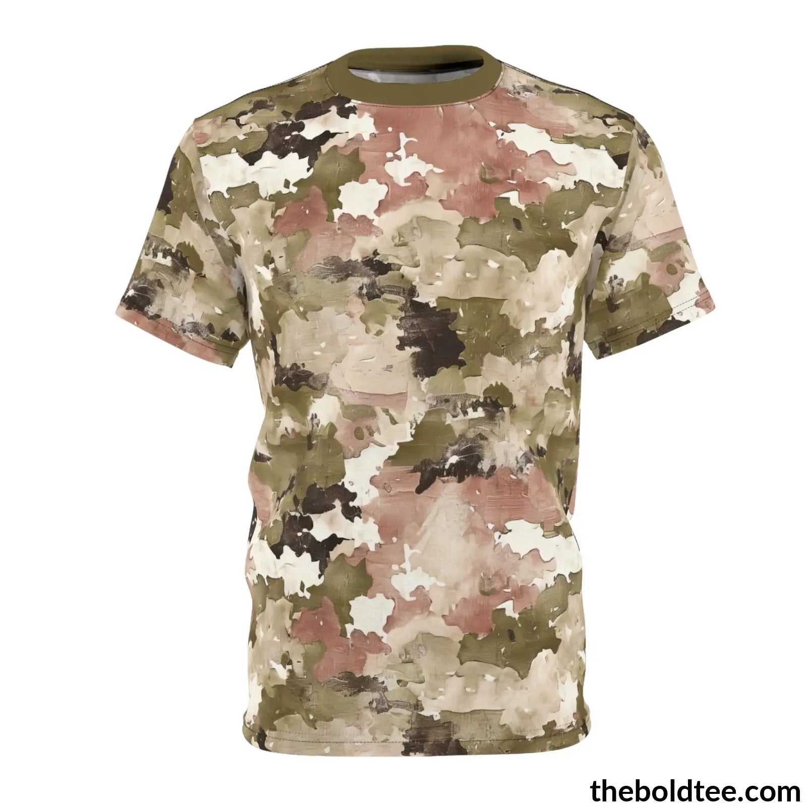 Camouflage Tee - Premium All Over Print Crewneck Shirt Black Stitching / 6 Oz. S Prints