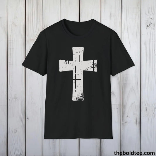 Christian Cross Tee - Premium Soft Cotton Crewneck Unisex T - Shirt 9 Bold Colors Black / S