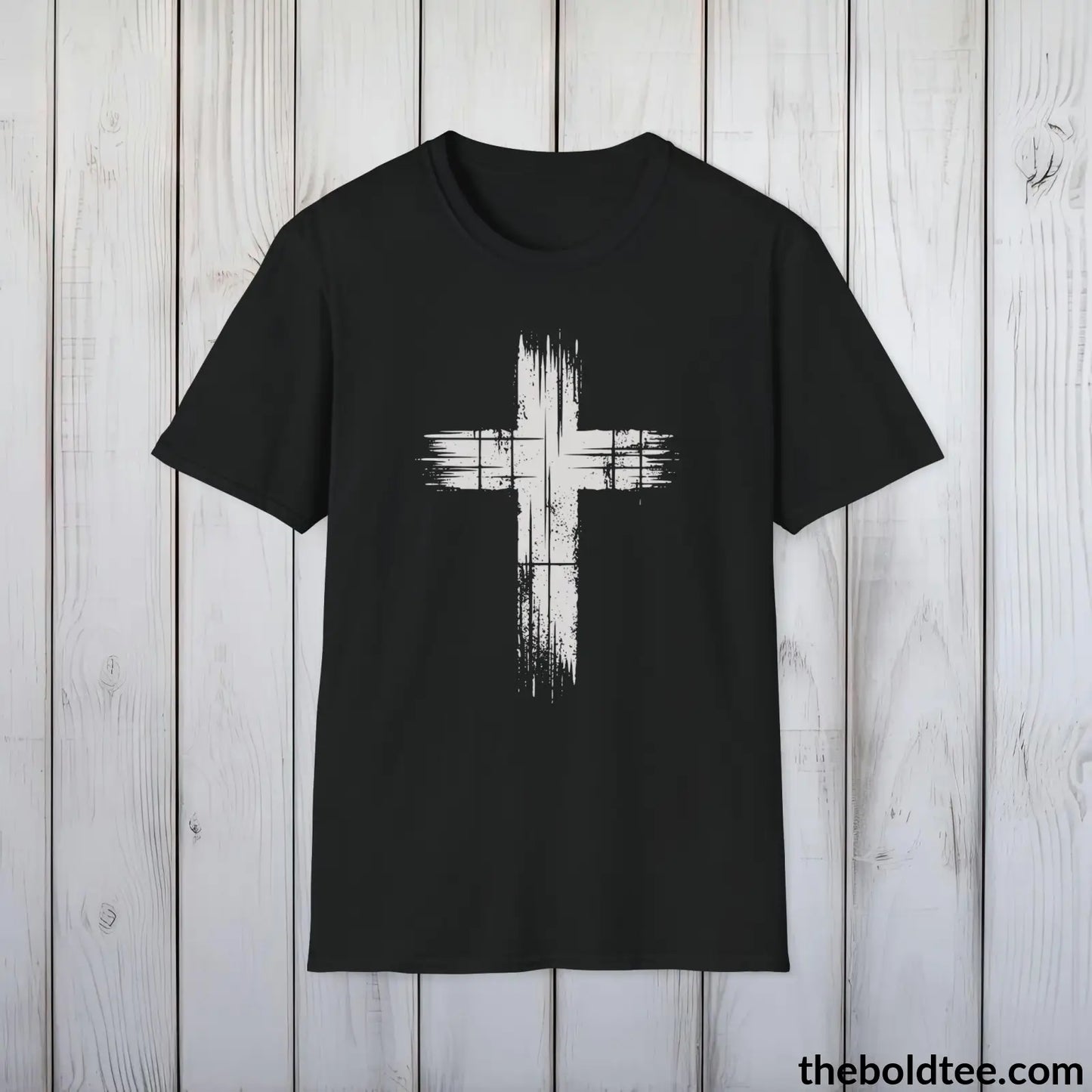 Christian Cross Tee - Premium Soft Cotton Crewneck Unisex T - Shirt 9 Bold Colors Black / S