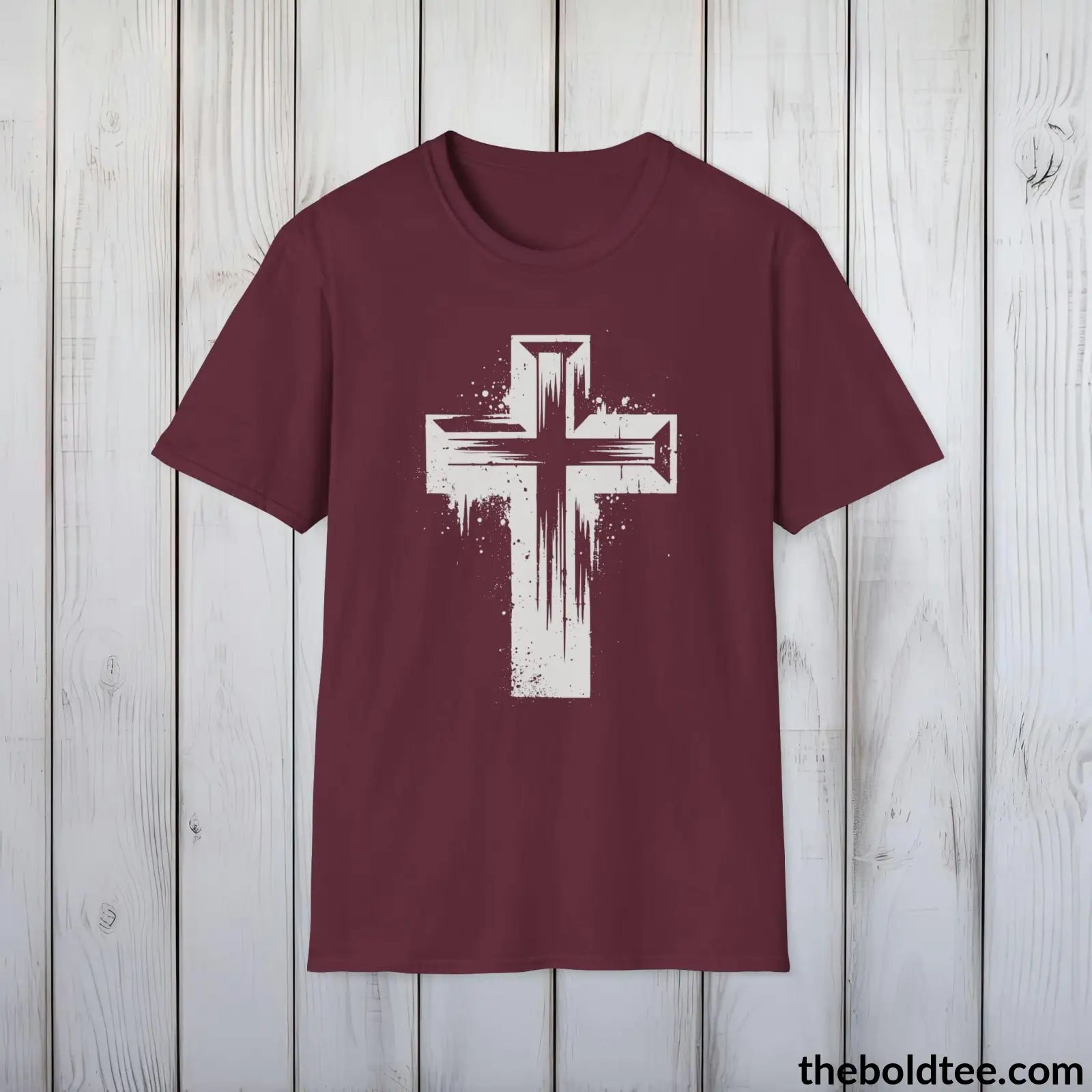 T-Shirt Maroon / S Christian Cross Tee - Premium Soft Cotton Crewneck Unisex T-Shirt - 9 Bold Colors