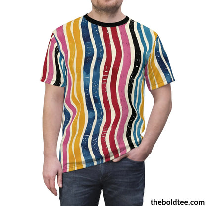 Color Stripes Tee - Premium All Over Print Crewneck Shirt Prints