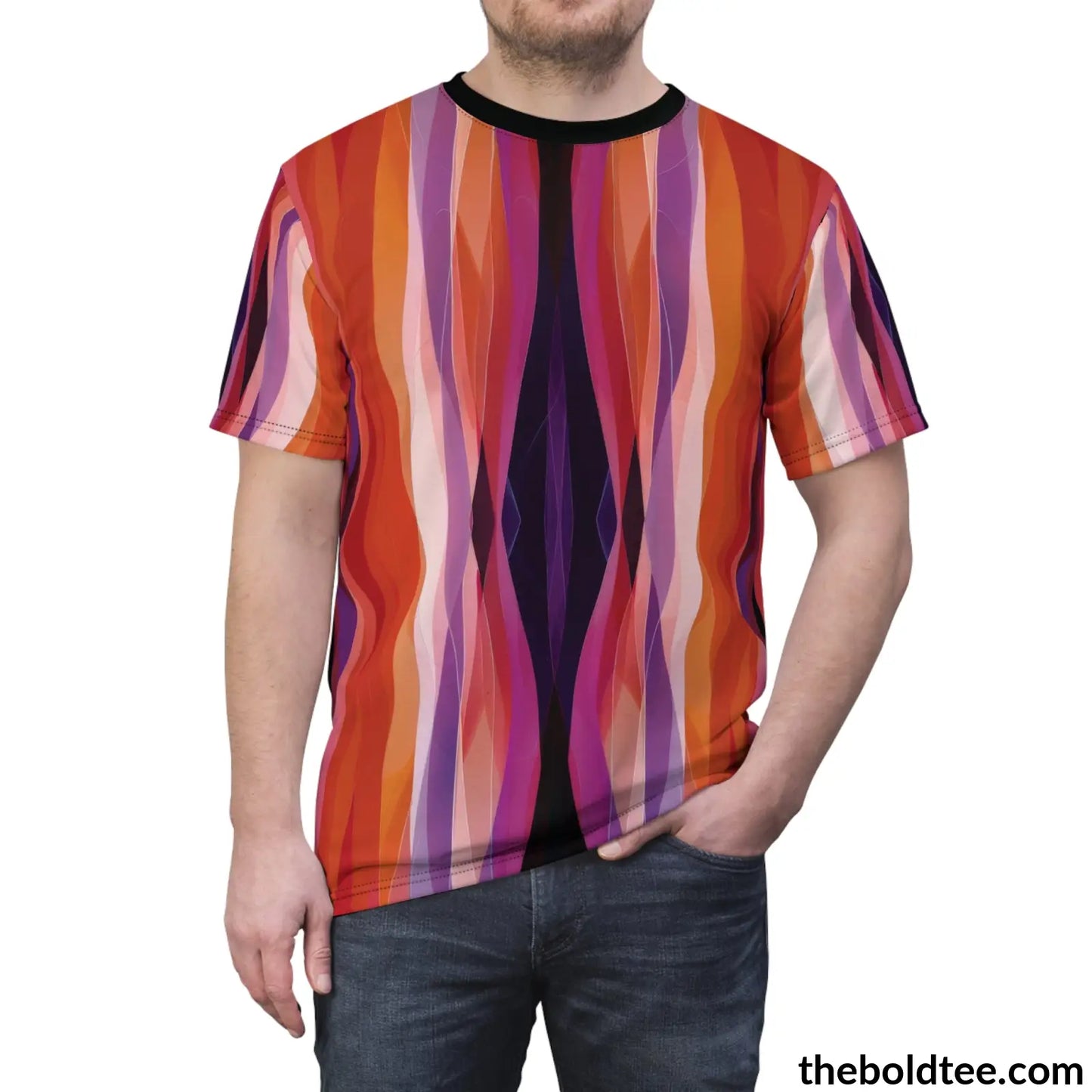 Color Stripes Tee - Premium All Over Print Crewneck Shirt Prints