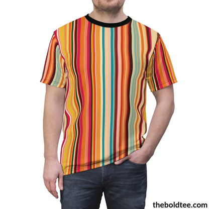 Color Stripes Tee - Premium All Over Print Crewneck Shirt Prints