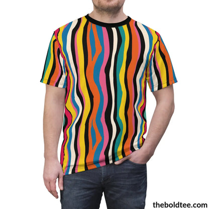 Color Stripes Tee - Premium All Over Print Crewneck Shirt Prints