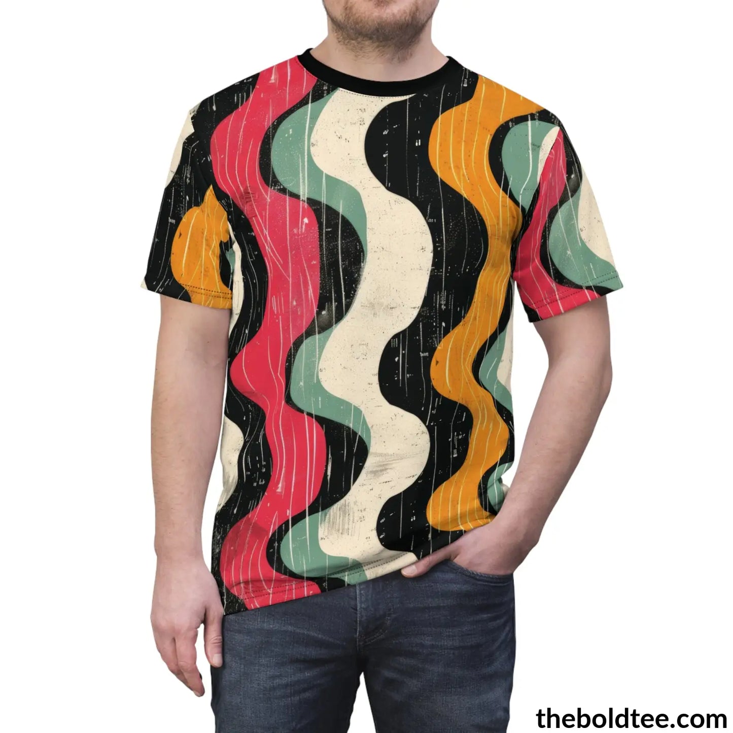 Color Stripes Tee - Premium All Over Print Crewneck Shirt Prints