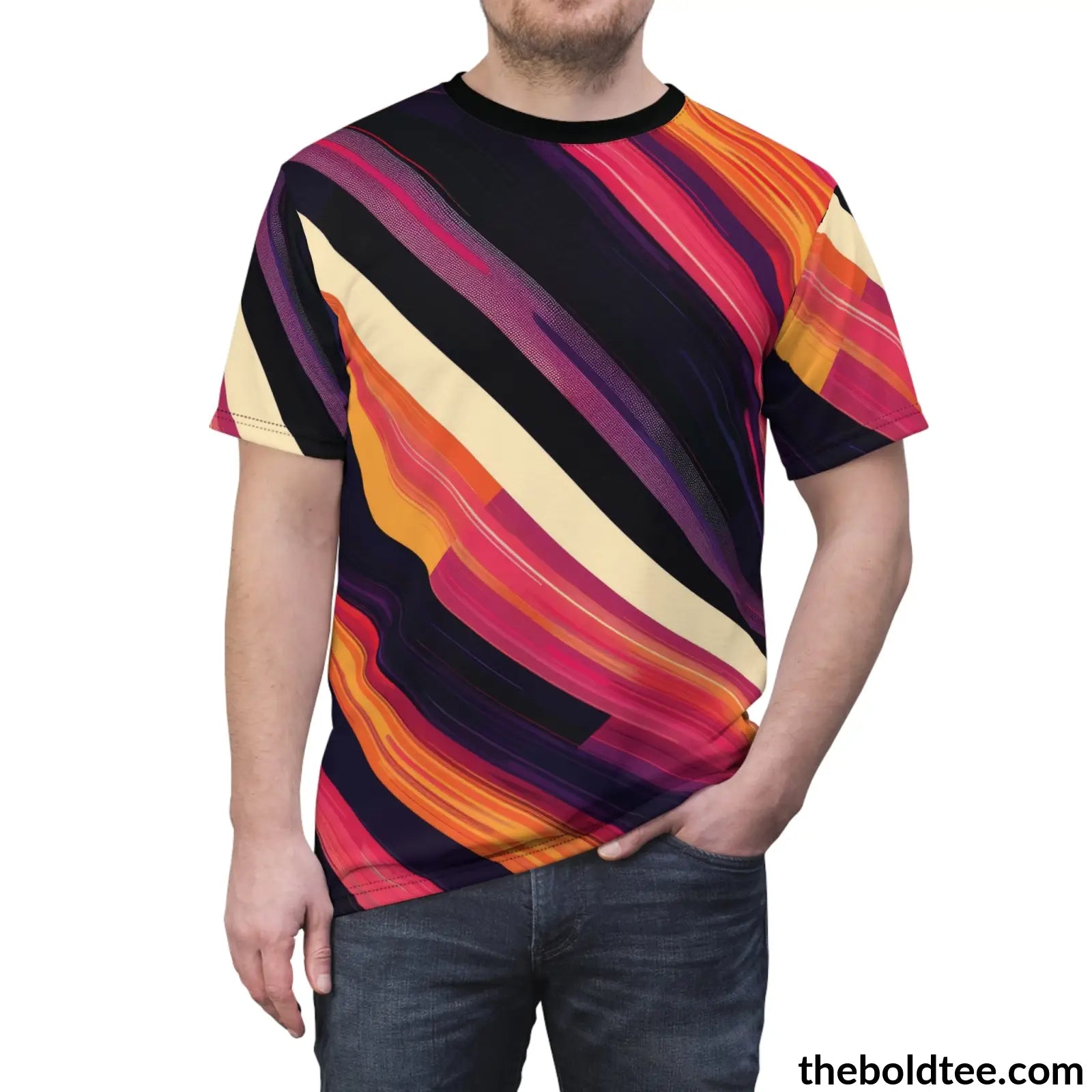 Color Stripes Tee - Premium All Over Print Crewneck Shirt Prints