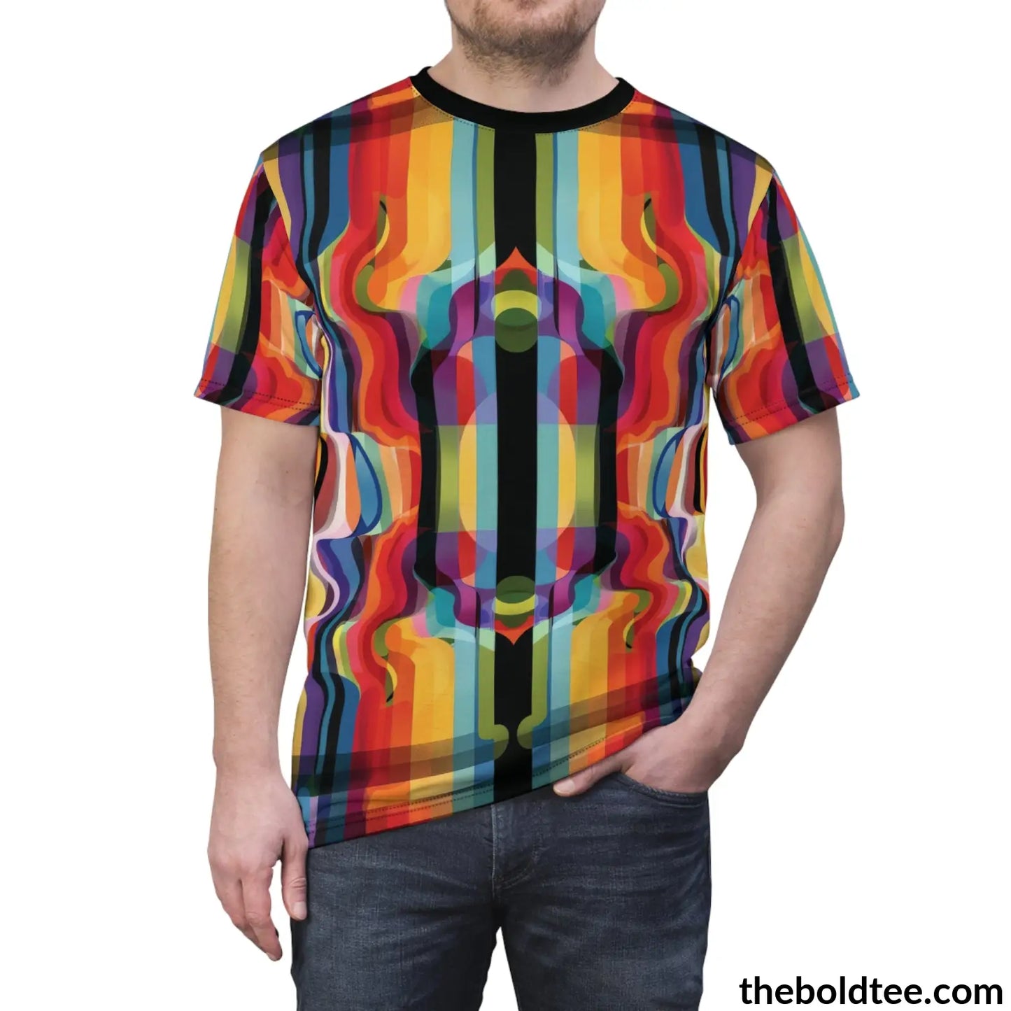 Color Stripes Tee - Premium All Over Print Crewneck Shirt Prints