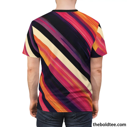 Color Stripes Tee - Premium All Over Print Crewneck Shirt Prints