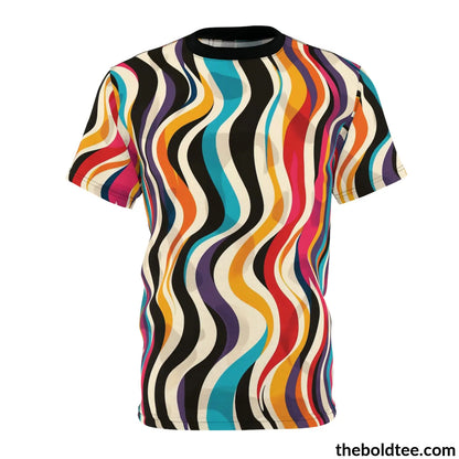 Color Stripes Tee - Premium All Over Print Crewneck Shirt Black Stitching / 6 Oz. S Prints