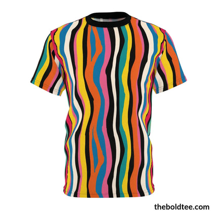 Color Stripes Tee - Premium All Over Print Crewneck Shirt Black Stitching / 6 Oz. S Prints