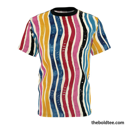 Color Stripes Tee - Premium All Over Print Crewneck Shirt Black Stitching / 6 Oz. S Prints