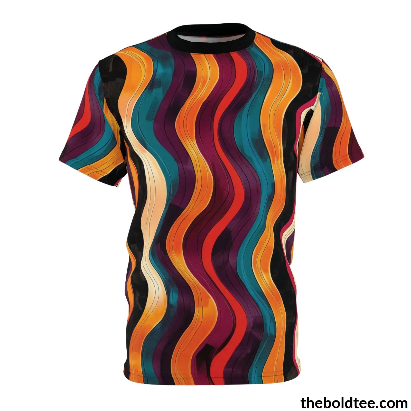 Color Stripes Tee - Premium All Over Print Crewneck Shirt Black Stitching / 6 Oz. S Prints