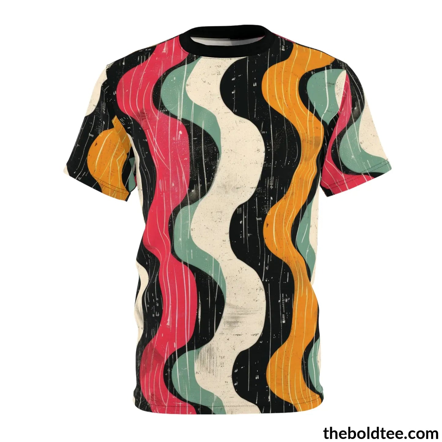 Color Stripes Tee - Premium All Over Print Crewneck Shirt Black Stitching / 6 Oz. S Prints