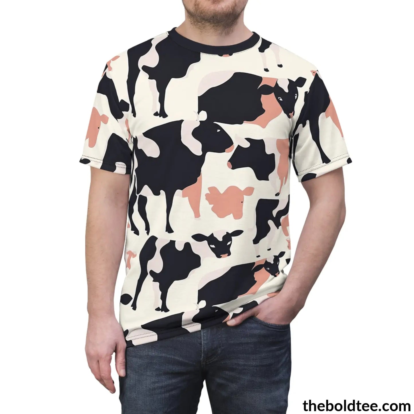 Cow Print Tee - Premium All Over Crewneck Shirt Prints