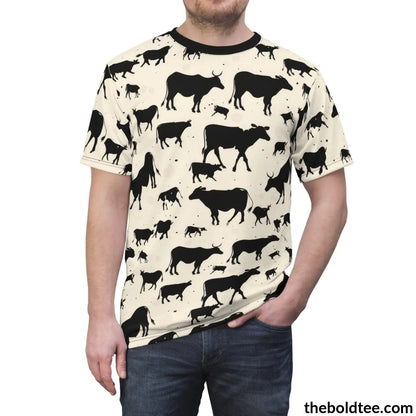 Cow Print Tee - Premium All Over Crewneck Shirt Prints