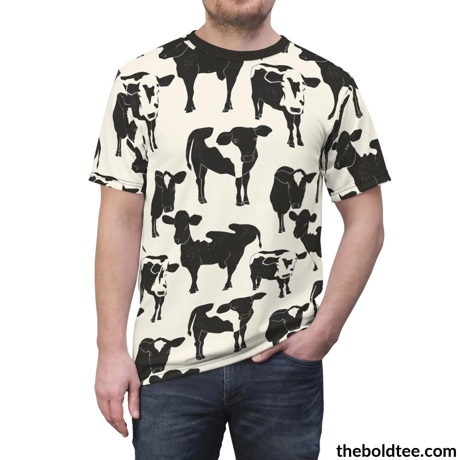 Cow Print Tee - Premium All Over Crewneck Shirt Prints