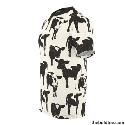 Cow Print Tee - Premium All Over Crewneck Shirt Prints