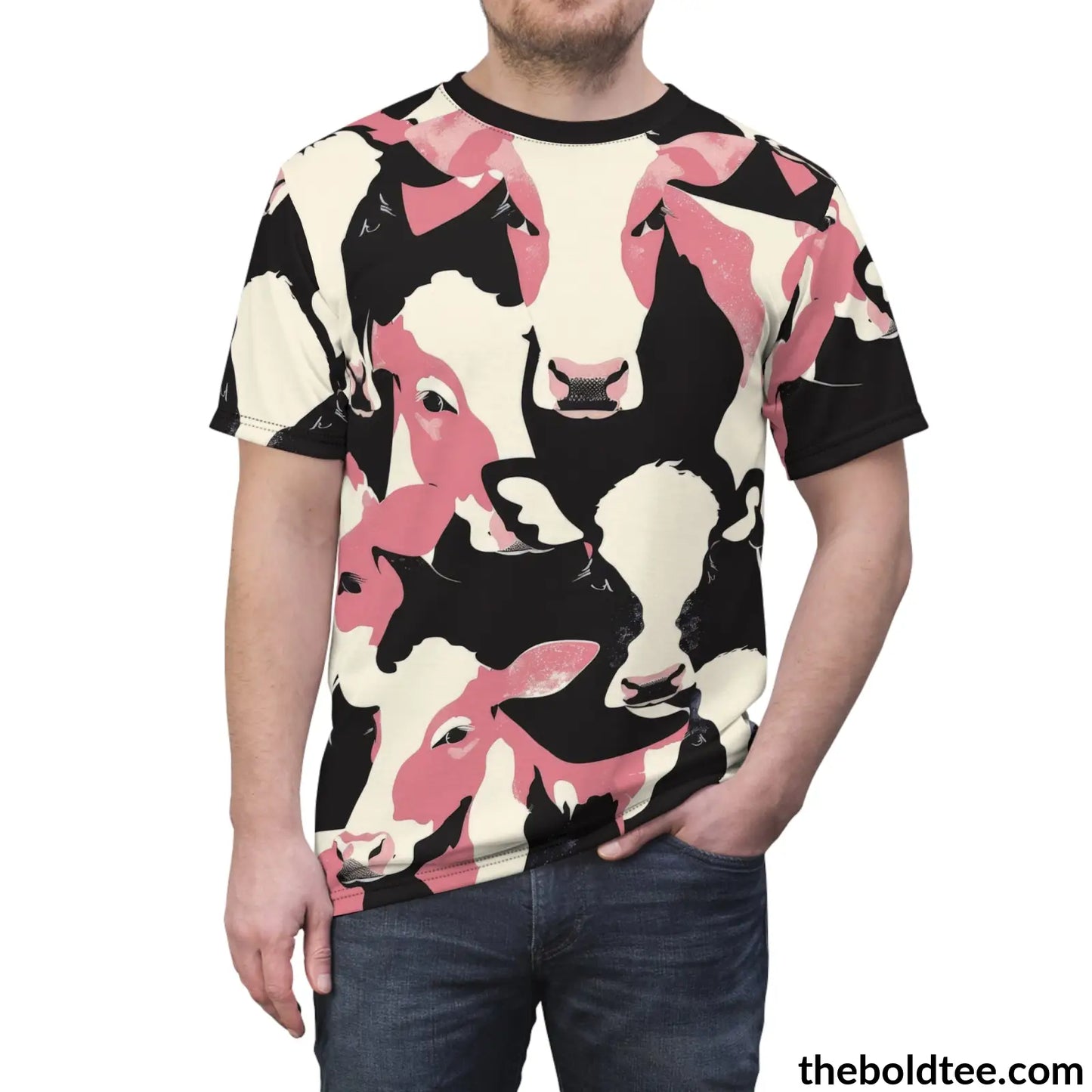 Cow Print Tee - Premium All Over Crewneck Shirt Prints