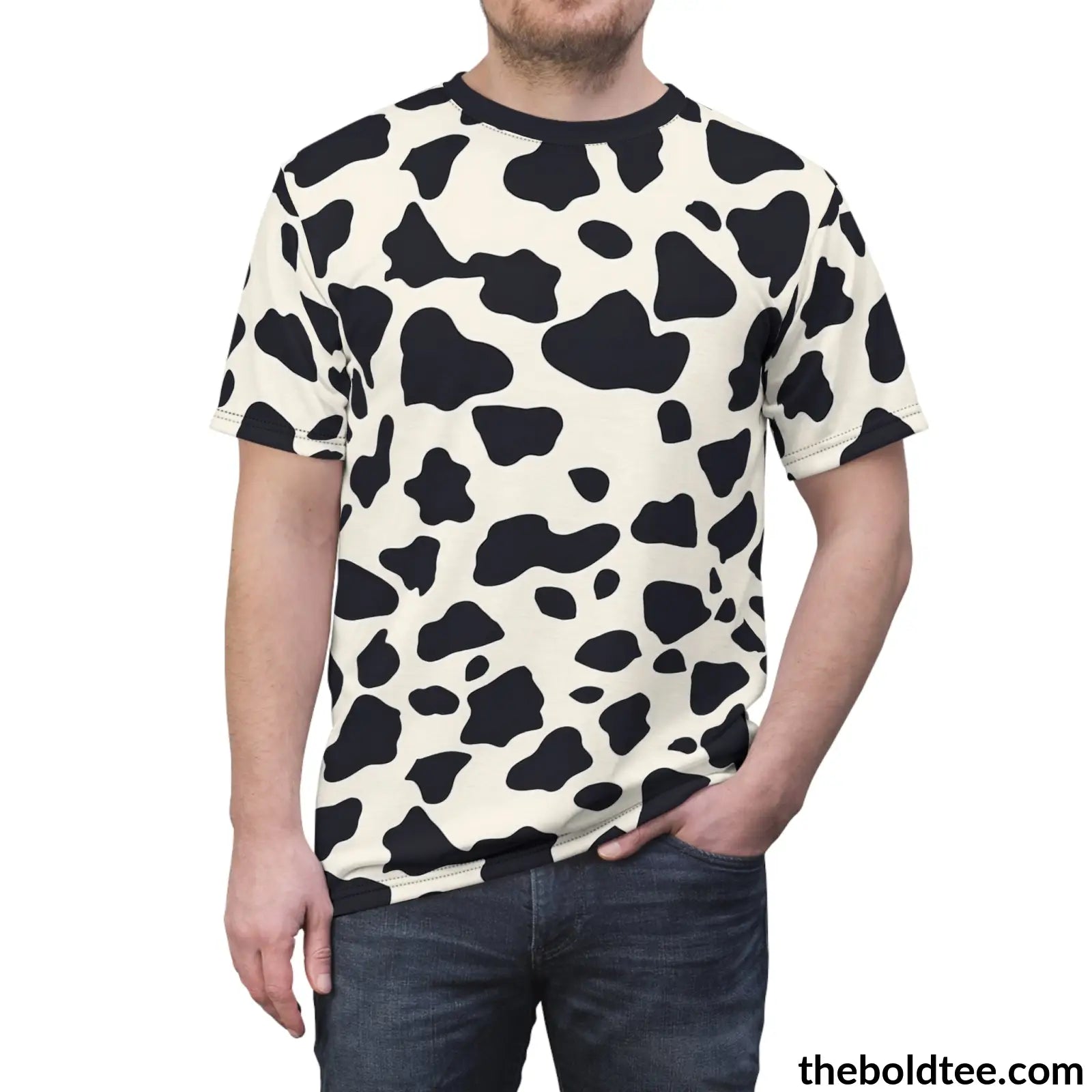 Cow Print Tee - Premium All Over Crewneck Shirt Prints