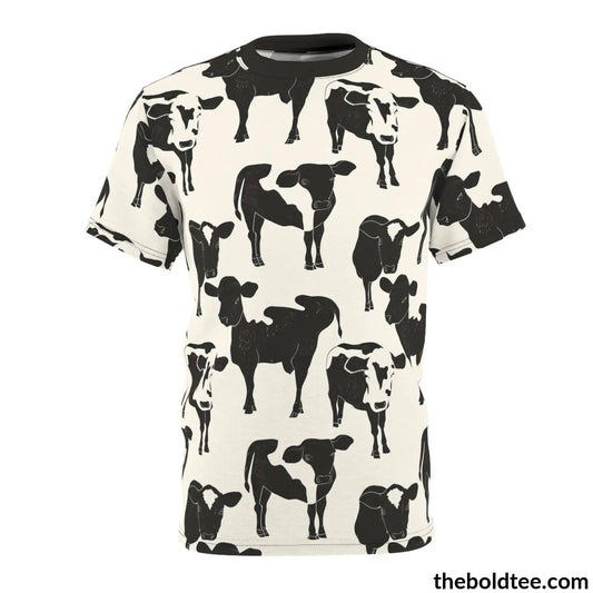 Cow Print Tee - Premium All Over Crewneck Shirt S Prints