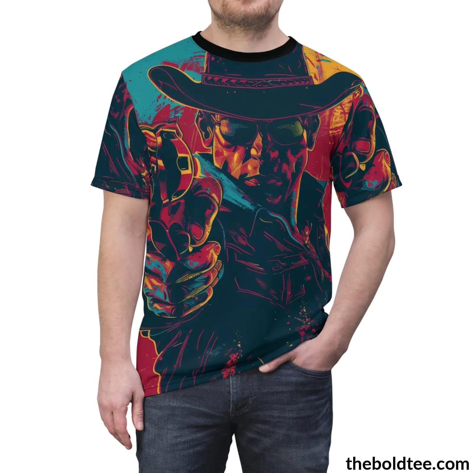 Cowboy Pop Art Tee - Premium All Over Print Crewneck Prints