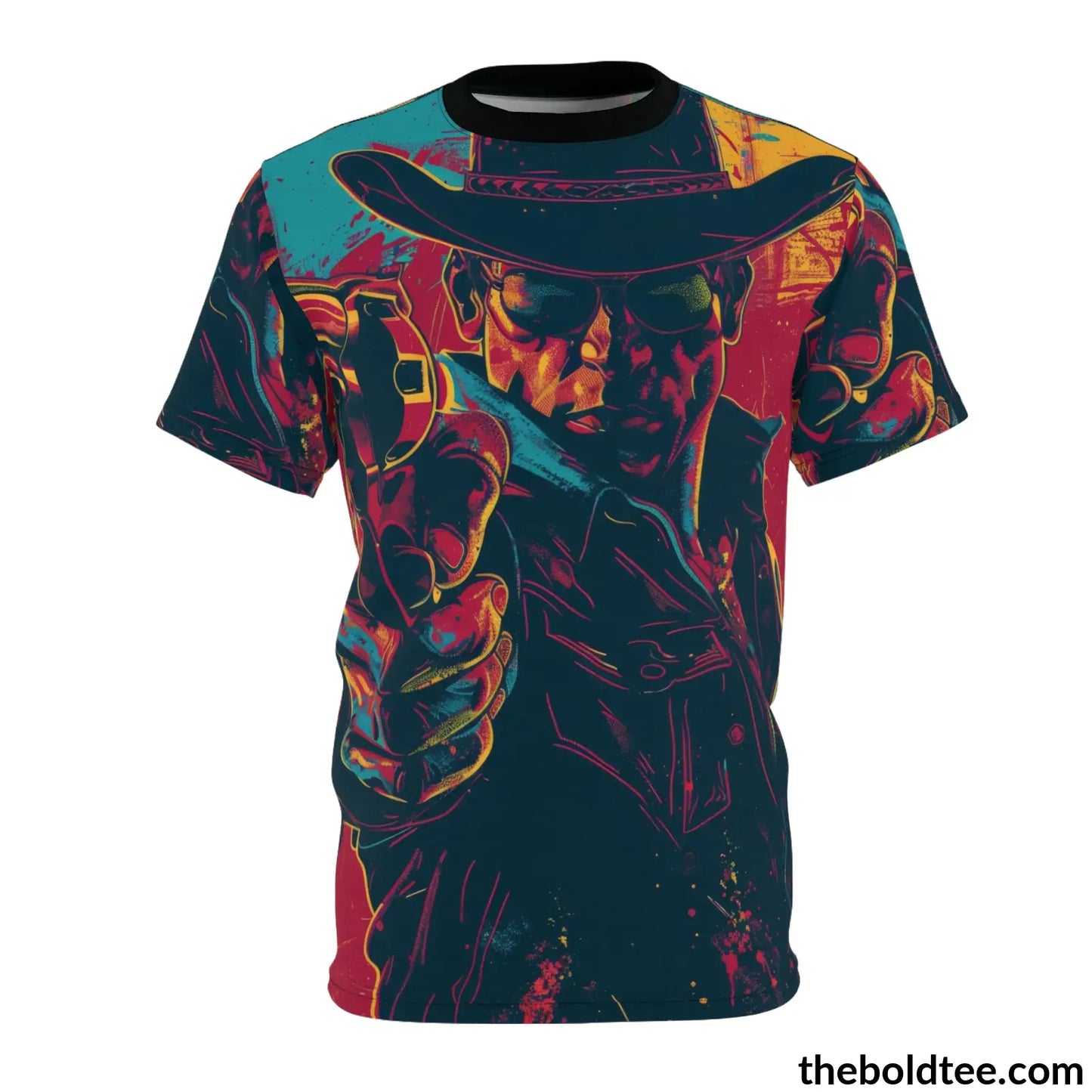 Cowboy Pop Art Tee - Premium All Over Print Crewneck Black Stitching / 6 Oz. S Prints