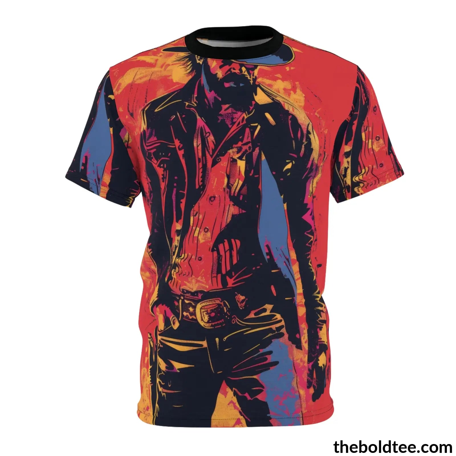 Cowboy Pop Art Tee - Premium All Over Print Crewneck Black Stitching / 6 Oz. S Prints