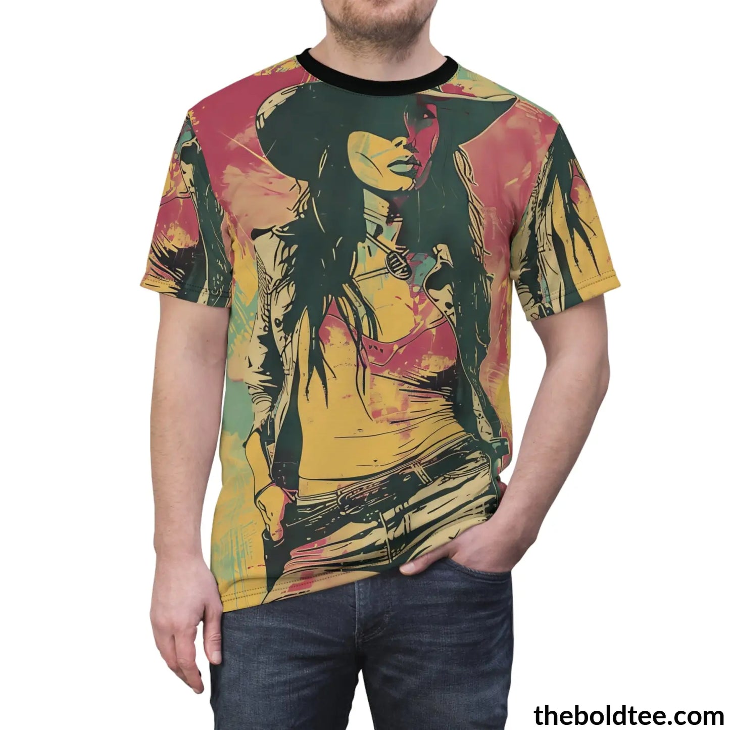 Cowgirl Pop Art Tee - Premium All Over Print Crewneck Prints