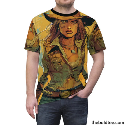 Cowgirl Pop Art Tee - Premium All Over Print Crewneck Prints