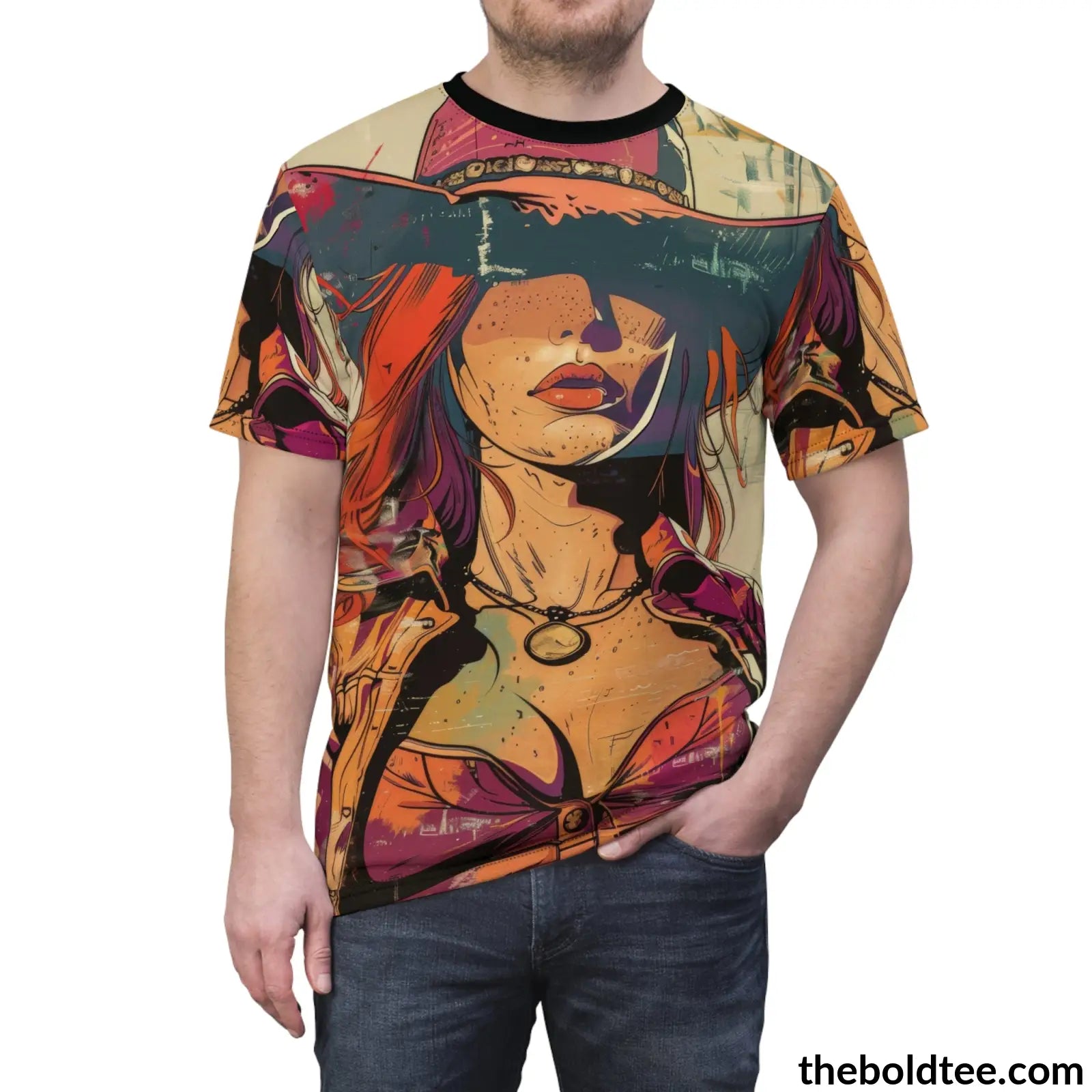 Cowgirl Pop Art Tee - Premium All Over Print Crewneck Prints