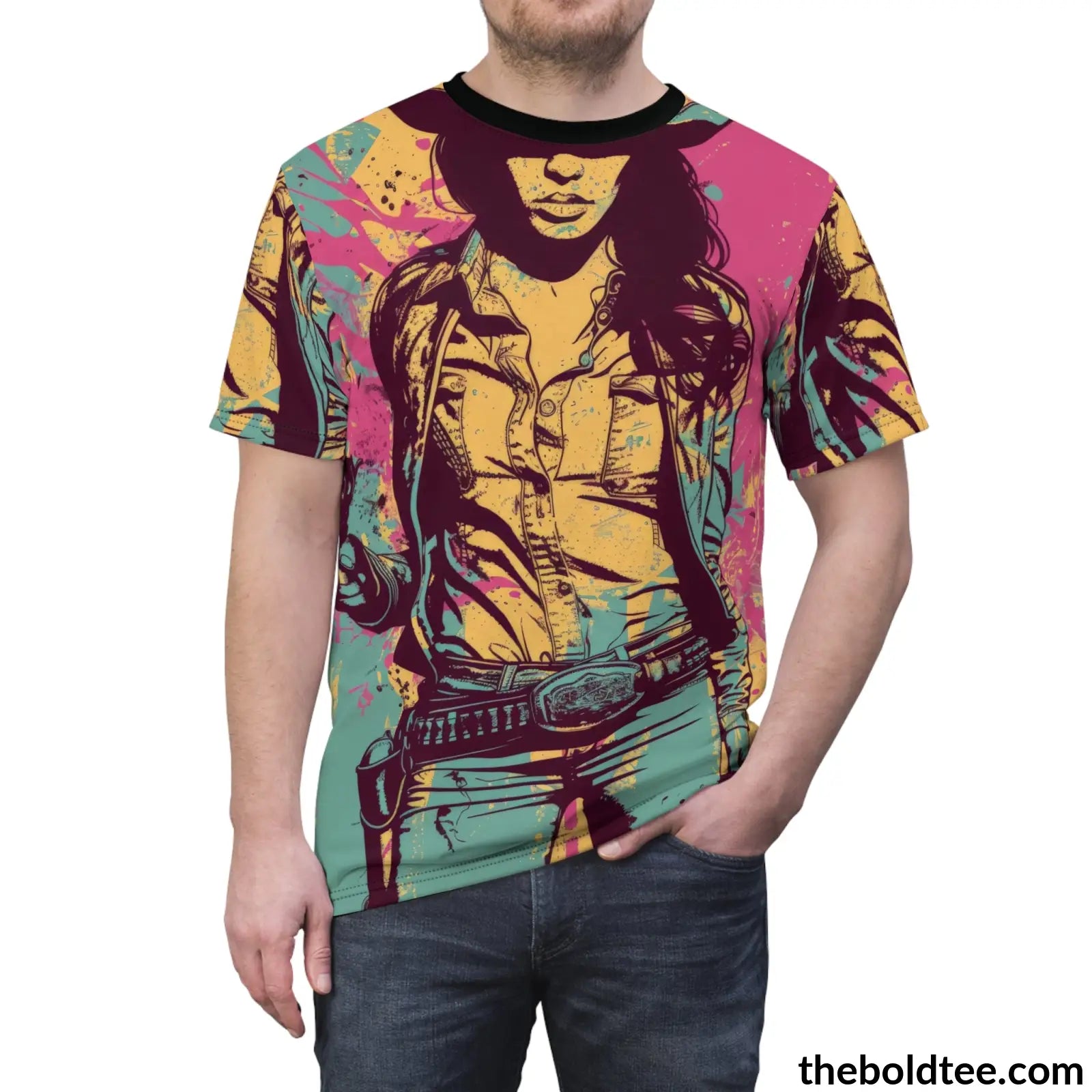 Cowgirl Pop Art Tee - Premium All Over Print Crewneck Prints