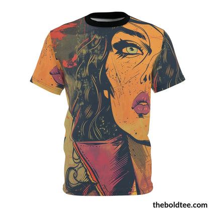 Cowgirl Pop Art Tee - Premium All Over Print Crewneck Black Stitching / 6 Oz. S Prints