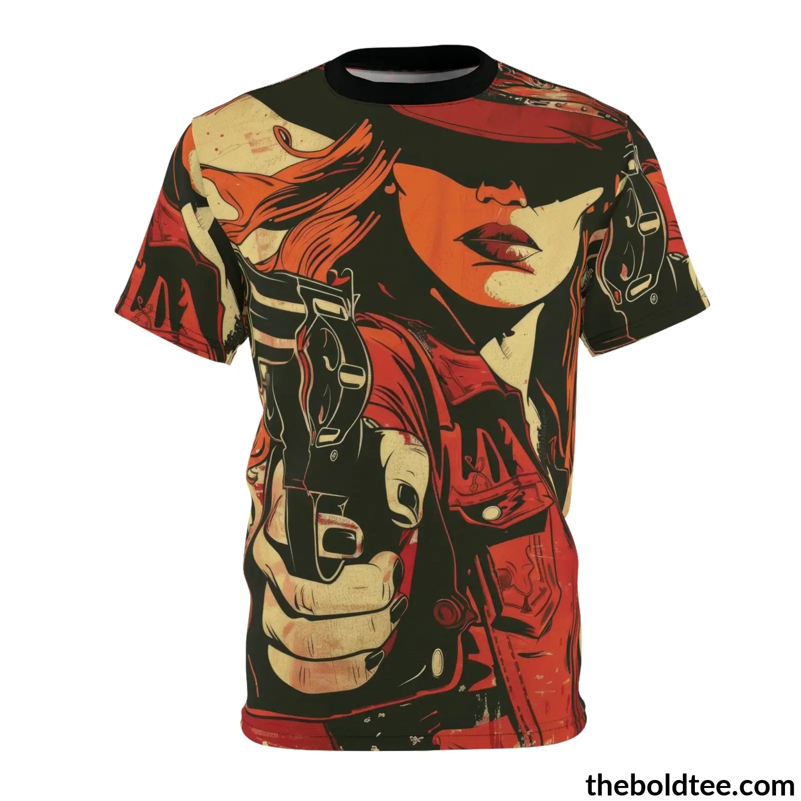 Cowgirl Pop Art Tee - Premium All Over Print Crewneck Black Stitching / 6 Oz. S Prints