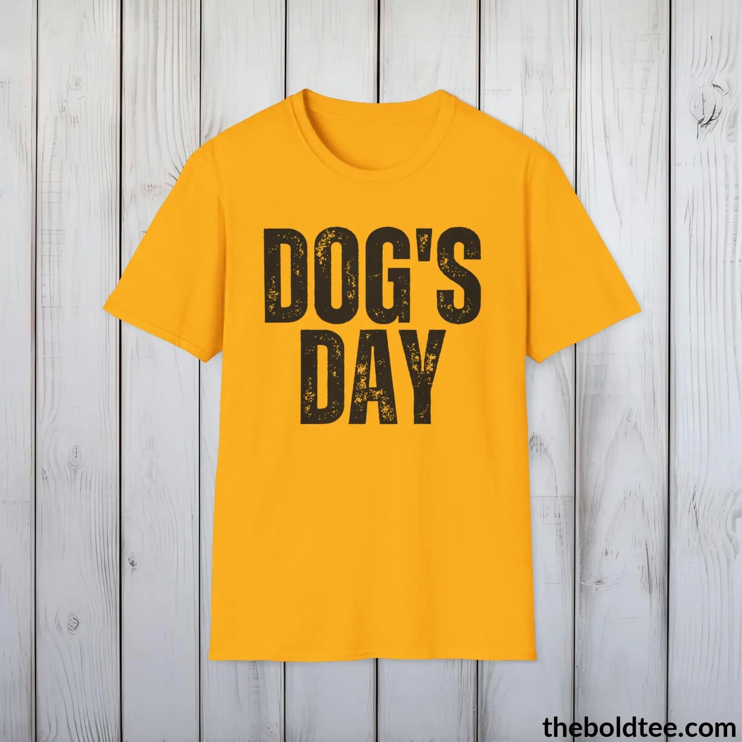 Dog’s Day Tee - Sustainable & Soft Cotton Crewneck Unisex T - Shirt 9 Bold Colors Gold / S