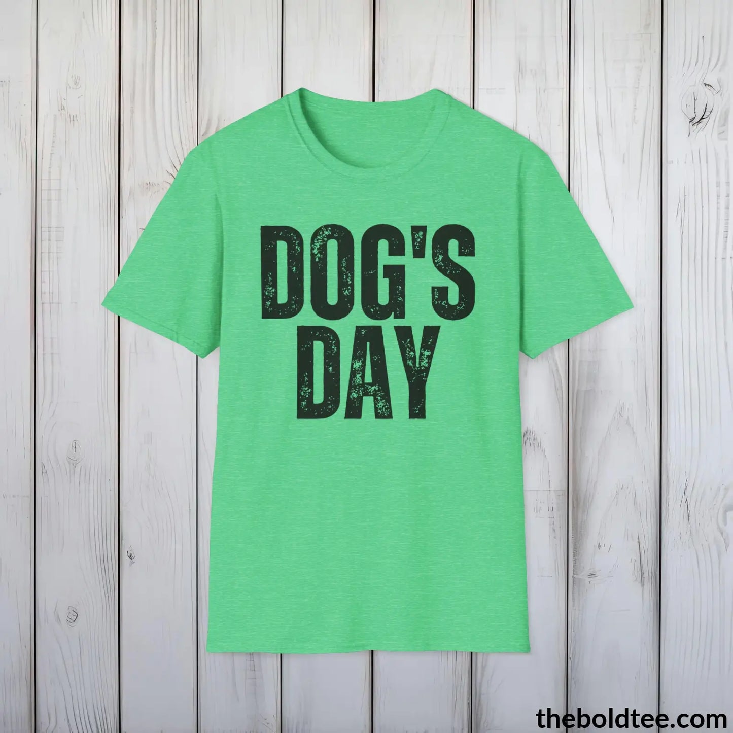 Dog’s Day Tee - Sustainable & Soft Cotton Crewneck Unisex T - Shirt 9 Bold Colors Heather Irish