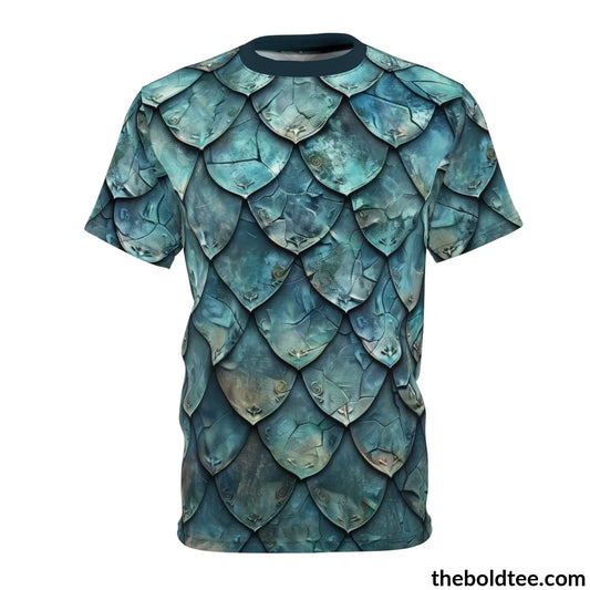 Dragon Scales Tee - Premium All Over Print Crewneck Shirt Black Stitching / 6 Oz. S Prints