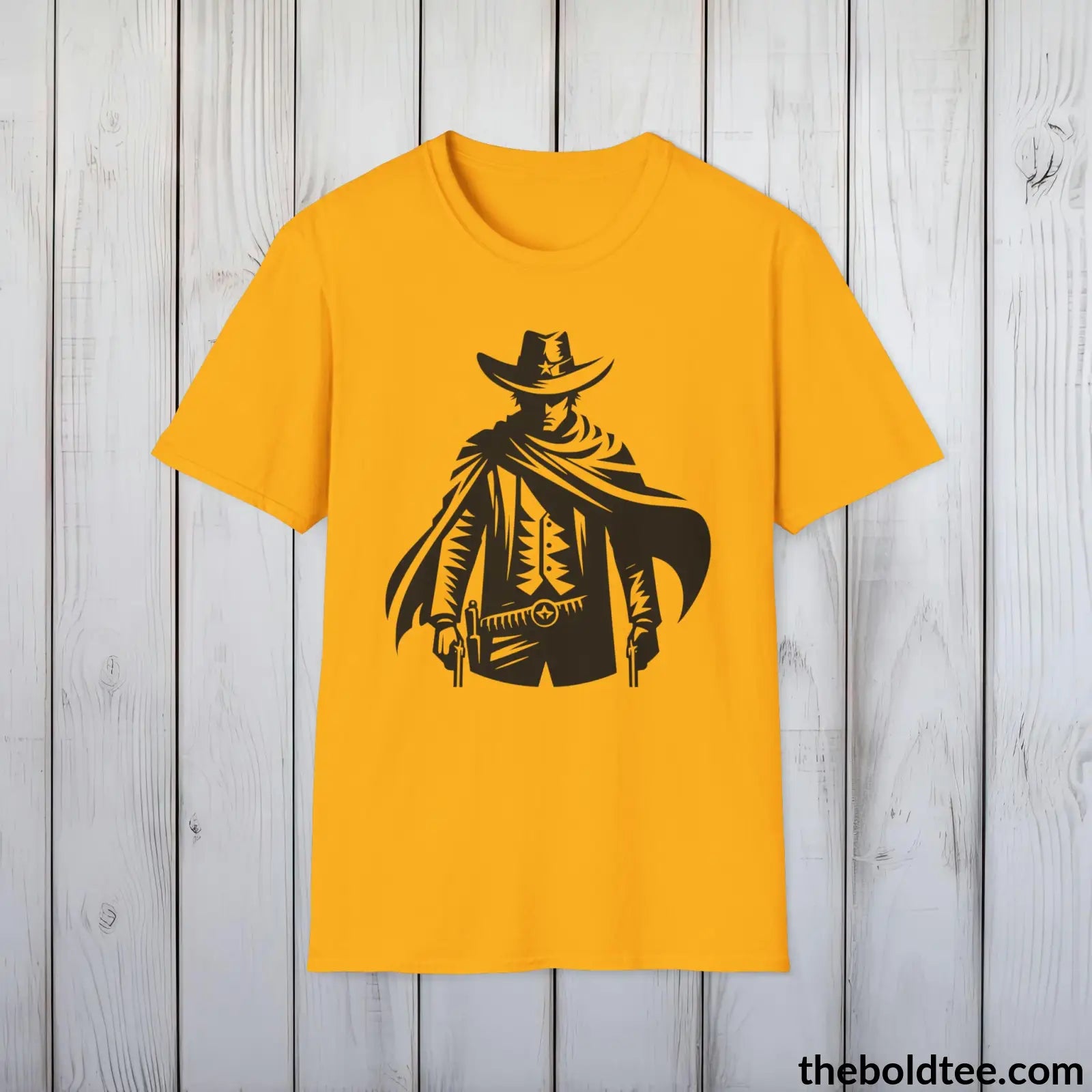 Epic Western Cowboy Tee - Premium Soft Cotton Crewneck Unisex T - Shirt 8 Trendy Colors Gold / S