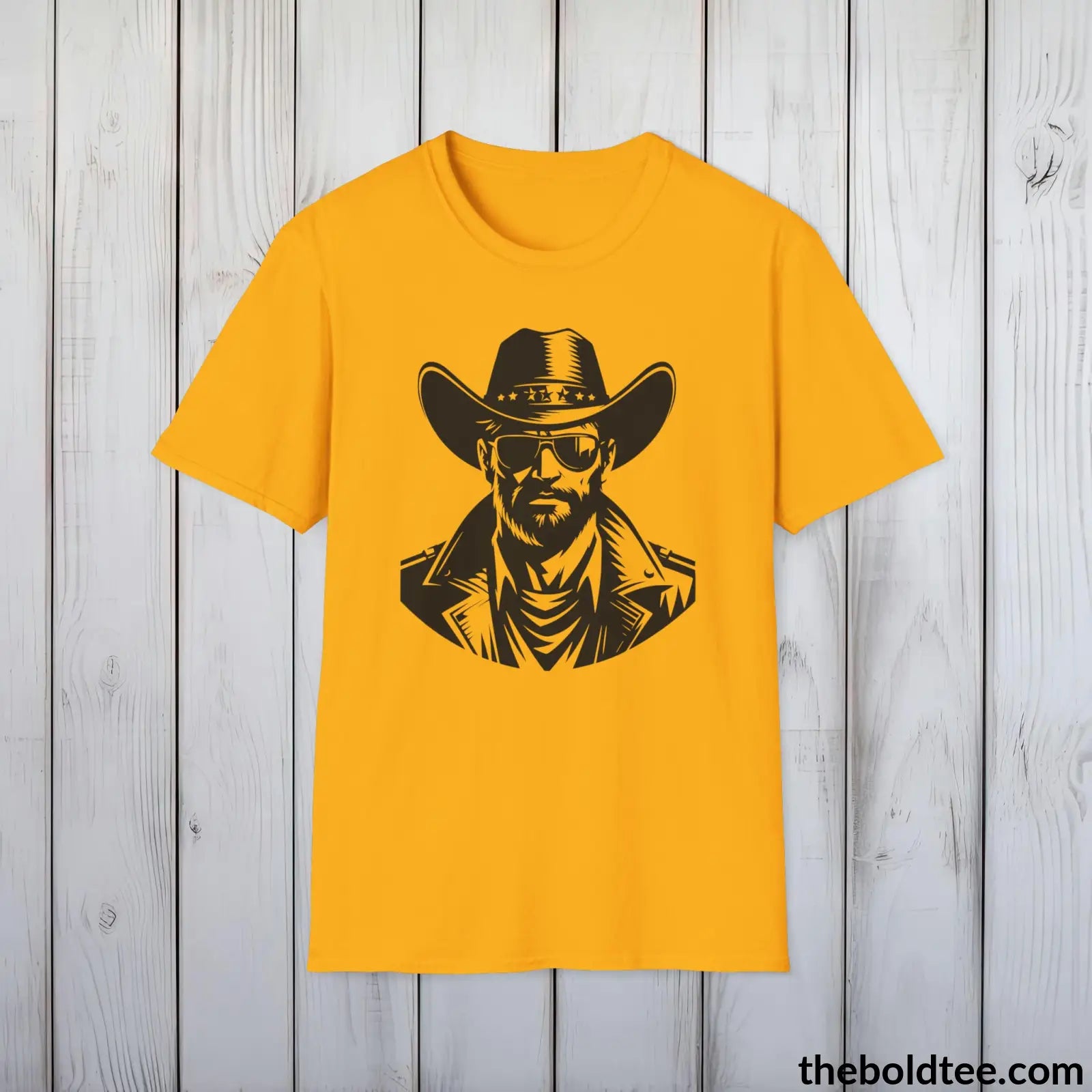 Epic Western Cowboy Tee - Premium Soft Cotton Crewneck Unisex T - Shirt 8 Trendy Colors Gold / S